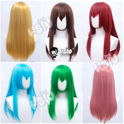 ?HSIU Brand?26 Colors 60cm Long Straight Hair Pink Gray  White purple Black pink Fiber synthetic wig + Free brand wig net