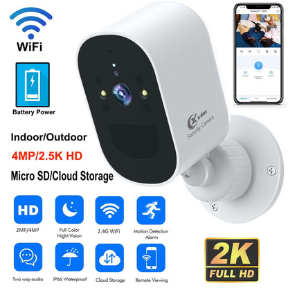 4MP WIFI IP Camera Rechargeable Battery Outdoor Surveillance Camera Color Night Vision Security Camera Home Baby Monitor
