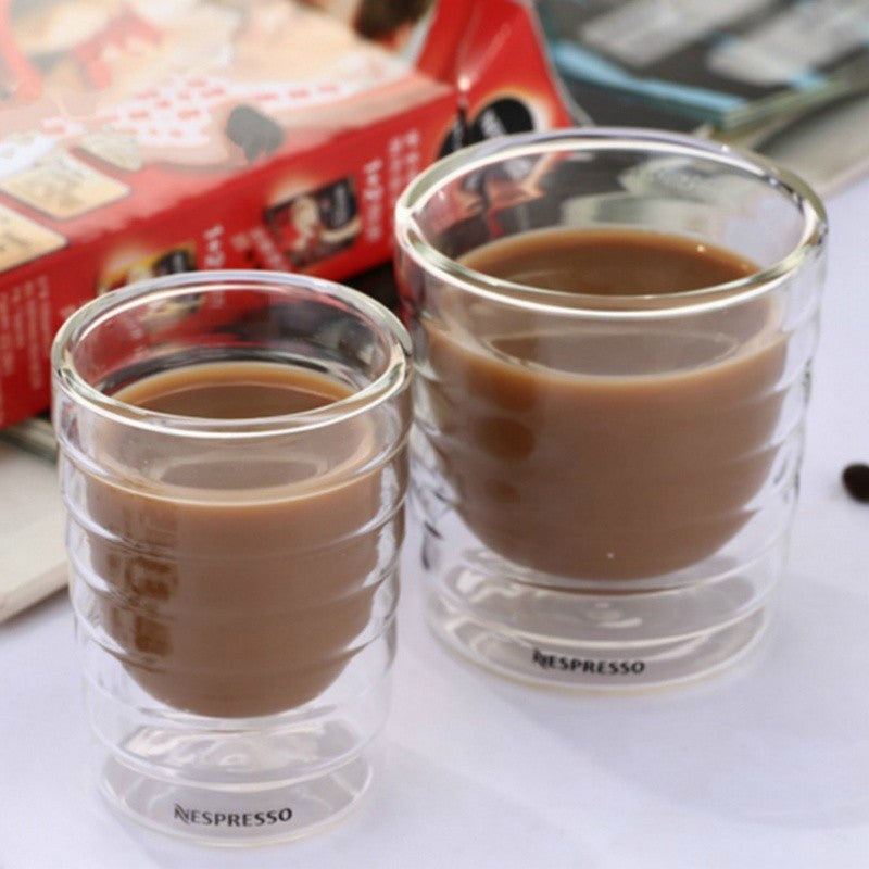 Xícara de Espresso Copo Térmico de Vidro para Chá Leite Bebidas Caneca de Vidro Sopro Artesanal com Parede Dupla Canecas para Whey Protein e Nespresso