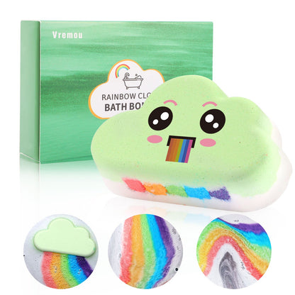 1/4 unidades de bombas de banho arco-íris, conjunto de presente, bombas de banho orgânicas feitas à mão para crianças e meninas, bomba efervescente natural para banho de espuma infantil