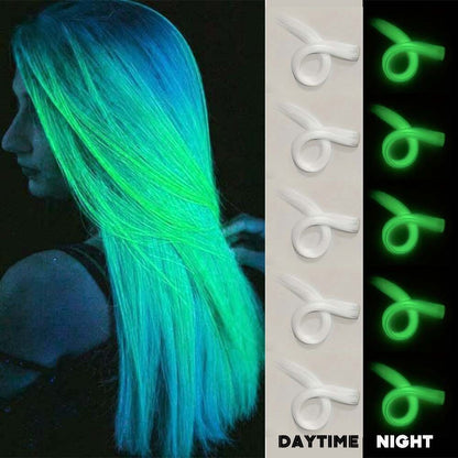 5 Unidades Mechas de Cabelo Luminosas Sintéticas Neon Presilha Fake Acessórios de Cabelo para Festas Extensão de Cabelo Brilha no Escuro Y2K