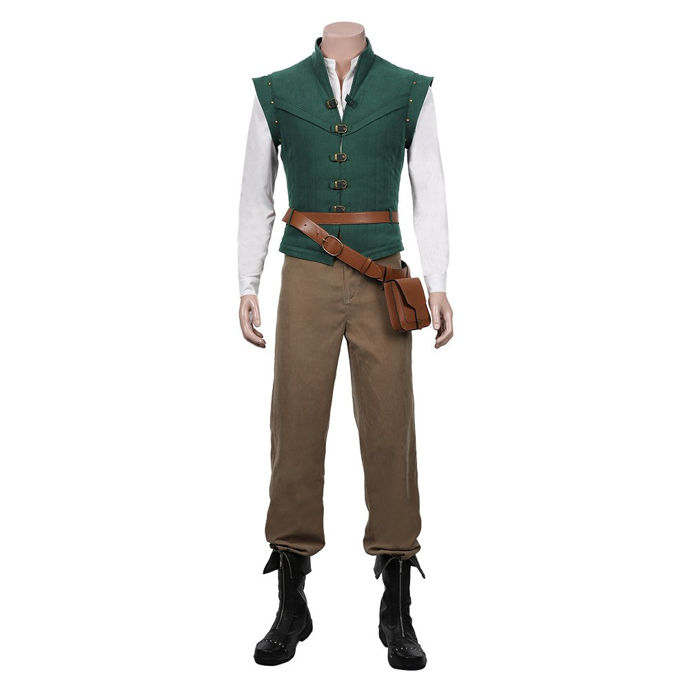 New prince role-playing rider fantasy costume adult dress uniform vest pants belt set green Halloween carnival costume