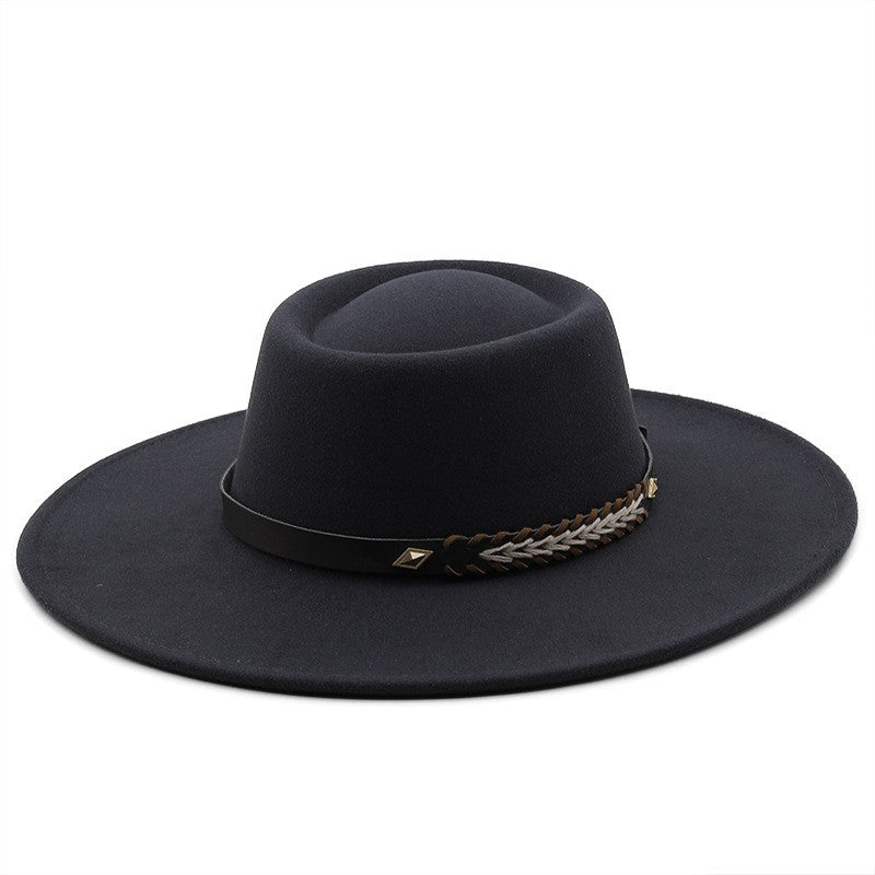 British Style Felt Fedoras Hats for Women9.5CM Wide Brim Men Formal Luxury Jazz Caps Bowler Wedding Dress Hat Chapeau Femme