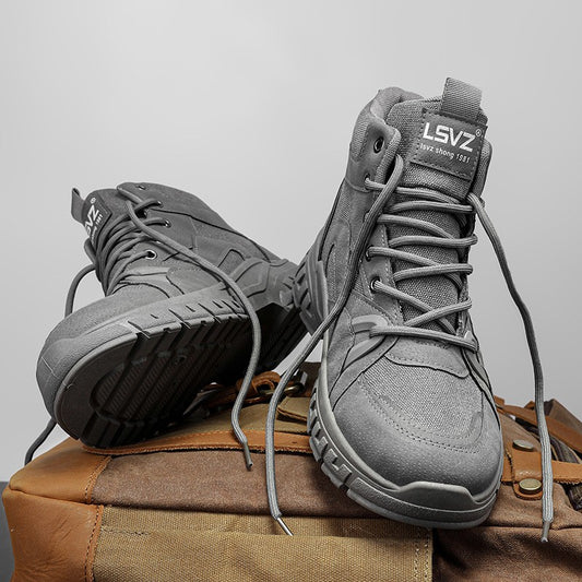 2025 new men's retro high top work boots, anti slip and durable hiking shoes, comfortable tactical desert outdoor men's shoes