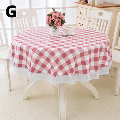 137/152/180/200/220cm 7Colors Oil-proof Flower Grid Round Table Cloth Waterproof Party Festival Surface Cover Picnic Blanket