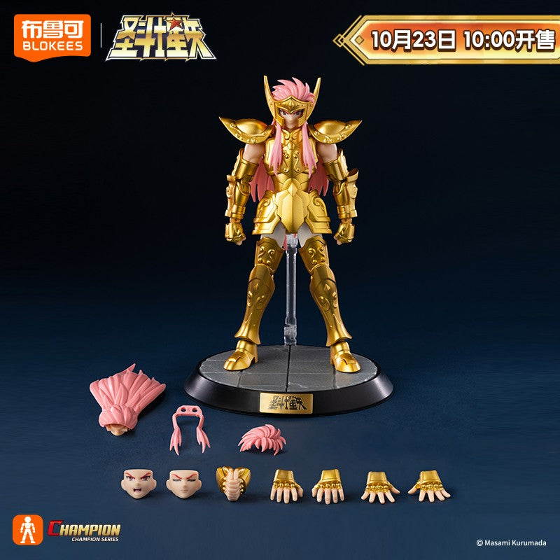Original Blokees Saint Seiya Aquário Camoo Boneco Articulado Cisne Glacier Kit Modelo de Montagem Brinquedo Nível Campeão Novo Lançamento