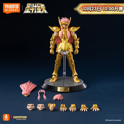 Original Blokees Saint Seiya Aquário Camoo Boneco Articulado Cisne Glacier Kit Modelo de Montagem Brinquedo Nível Campeão Novo Lançamento