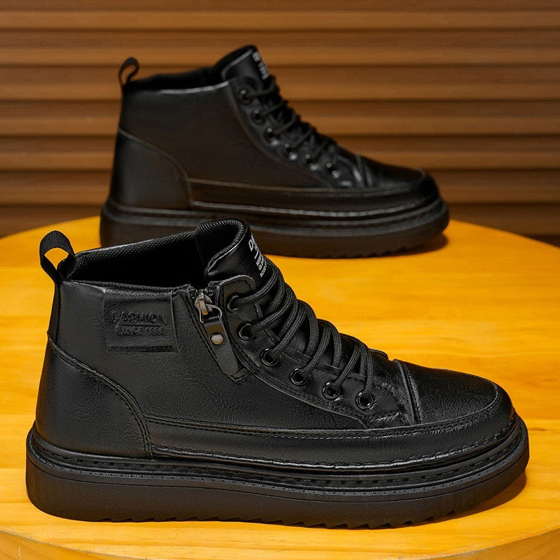 Men Boots Winter High Top Leather Shoes Fashion Cotton Shoes Fashion Ankle Boots Business Casual Outdoor Shoes Male Sneakers New