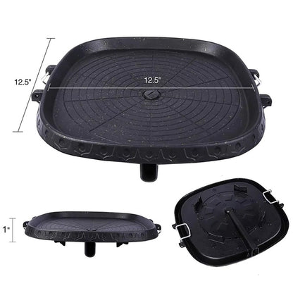 DEOUNY Korean BBQ Grill Pan with Maifan Stone Coated Surface Non-Stick Camping Frying Pan Portable BBQ Grill Plate for Outdoor
