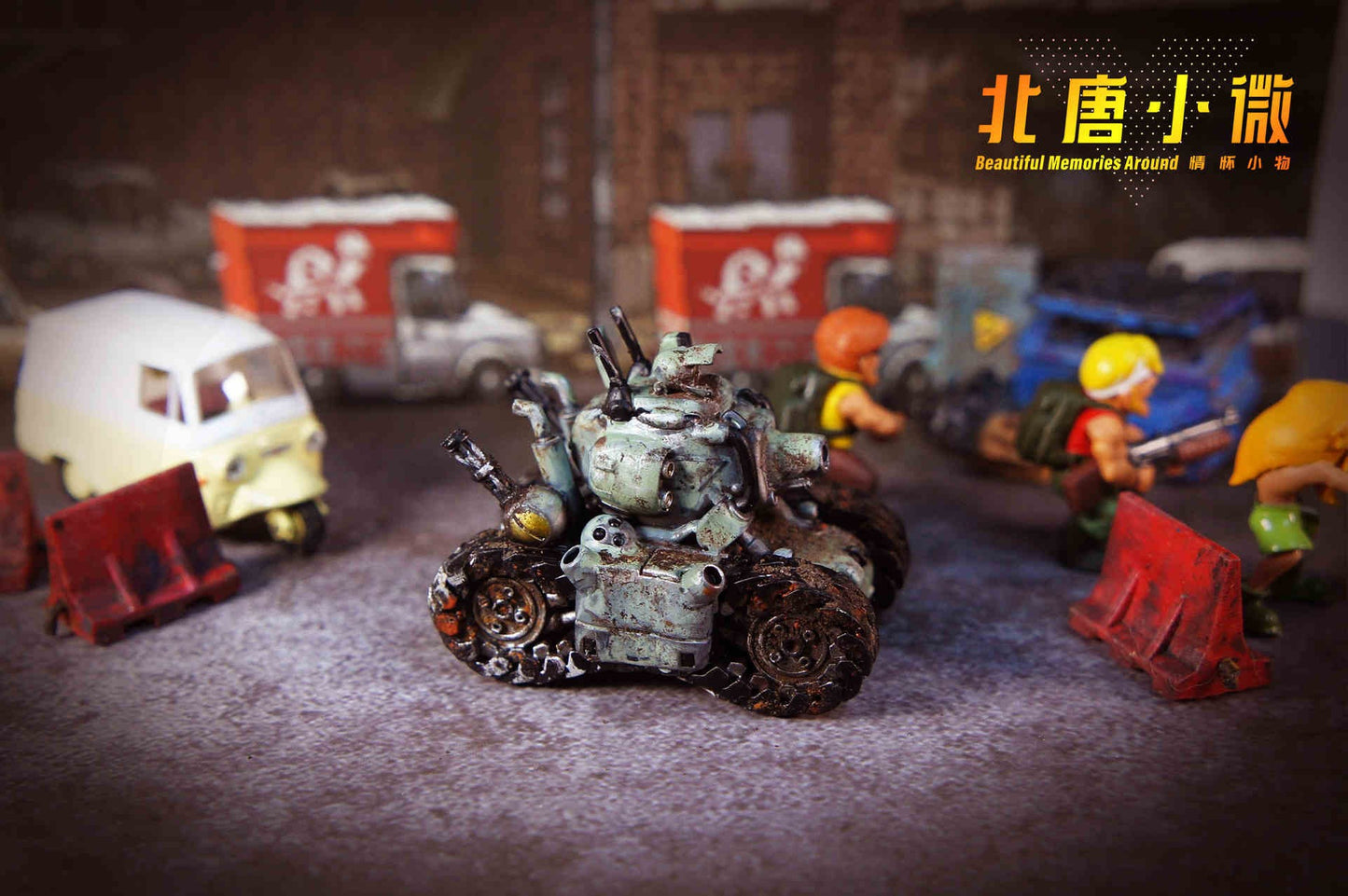 1:64 Metal Slug Genuine Tide Play Figura Snk Feita à Mão Metralhadora Pesada Lança-chamas Boneca Tanque Soldado Inimigo