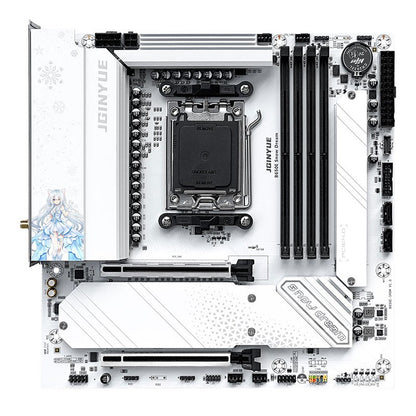 Placa-mãe JGINYUE AM5 B650E Snow Dream, compatível com AMD Ryzen 9000/8000/7000, PCIe 5.0, DDR5 7000+(OC), LAN 2.5G, ARGB