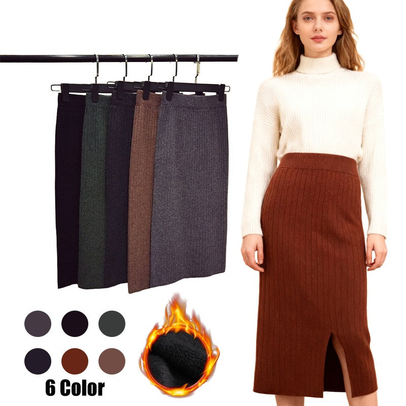 Bodycon Vintage Knit Long Skirt Womens Pencil Fall Winter Skirts Black Streetwear High Waist Harajuku Clothes Wrap Skirt