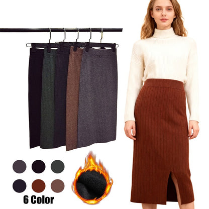 Bodycon Vintage Knit Long Skirt Womens Pencil Fall Winter Skirts Black Streetwear High Waist Harajuku Clothes Wrap Skirt