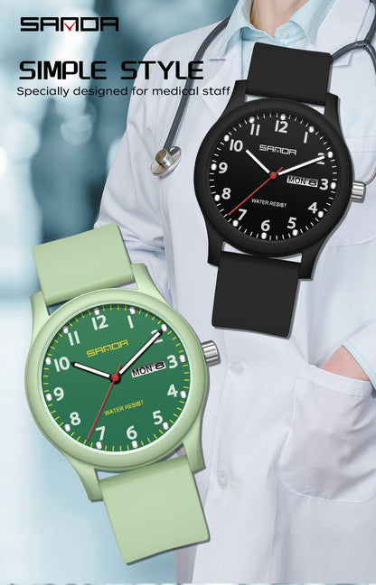 SANDA 3263 Fashion Casual Men Watch Silicone Strap Waterproof Luminous Clock Unisex Wristwatch Date Week Sport Man Watches