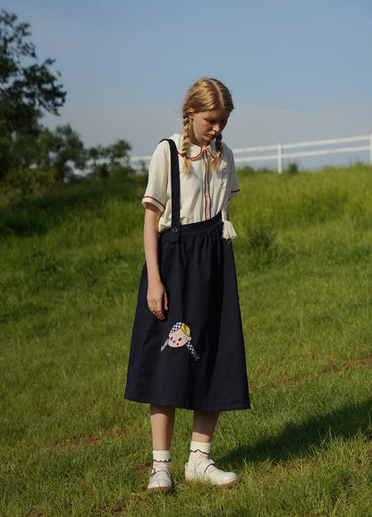 Fall Spring Original Indie Chic Design Harajuku Women Suspender Skirt Straps Dress Mid-calf Length A-line Spaghetti Strap Dress