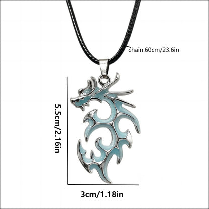 Colar Pingente Dragão Que Brilha No Escuro Amuleto Dragão Luminoso De Pedra Da Lua Presente De Colar Que Brilha No Escuro Vintage Punk Para Homens E Meninos