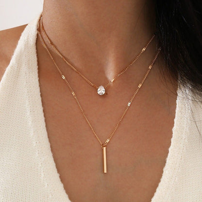 Colar de Pingente em Camadas na Corrente de Pescoço Feminino Cristal Zircônia Coração Estrela Charm Colar Camadas Vintage Joias de Pescoço Femininas Quentes