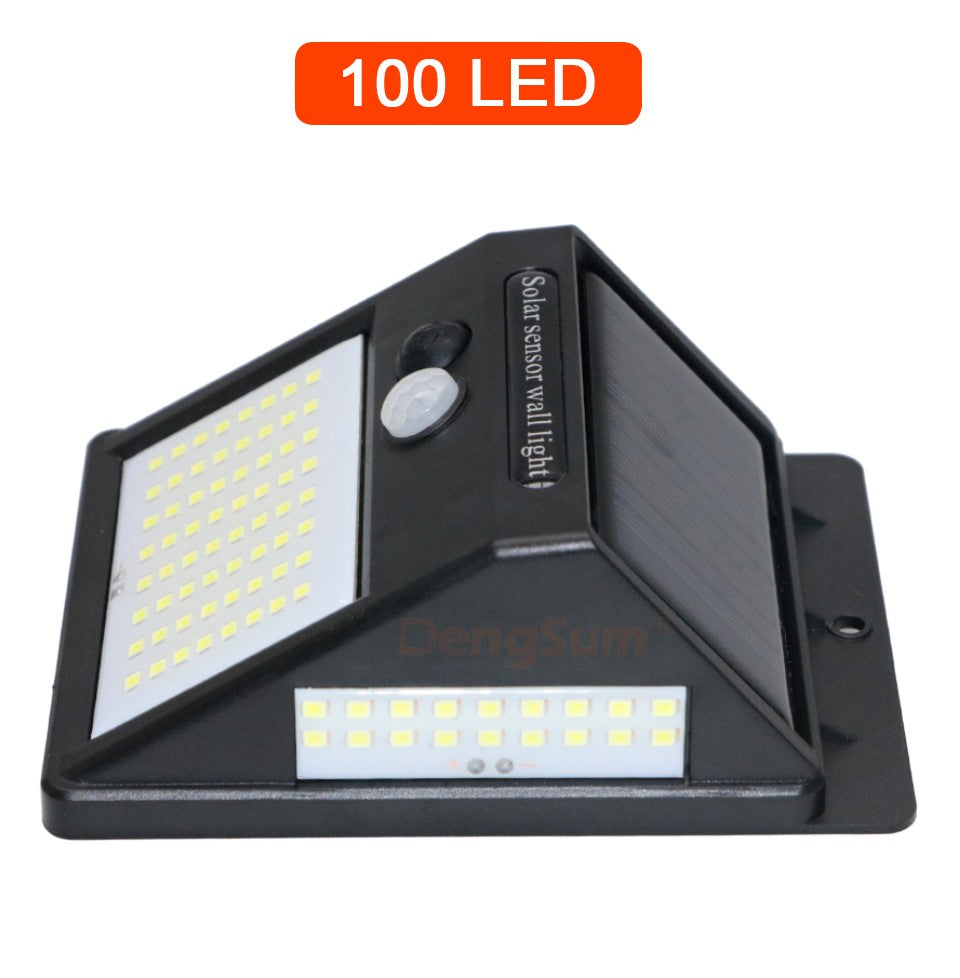 PIR Motion Sensor 100LED Sunlight control 3 sided Solar Energy Street light Yard Path Home Garden Solar Power lamp Wall Light