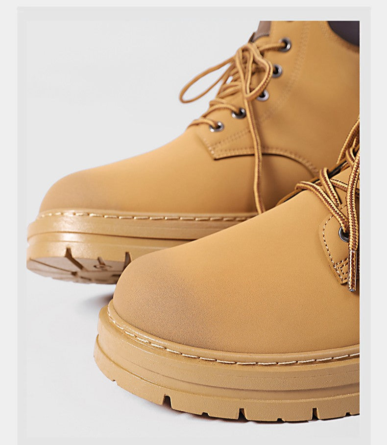 Men's Boots Autumn New High Top Workwear Boots British Style Korean Version Thick Soled Lace Up Anti Slip Warm Men Boots
