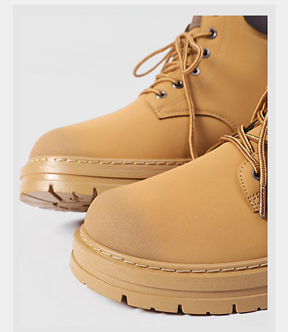 Men's Boots Autumn New High Top Workwear Boots British Style Korean Version Thick Soled Lace Up Anti Slip Warm Men Boots