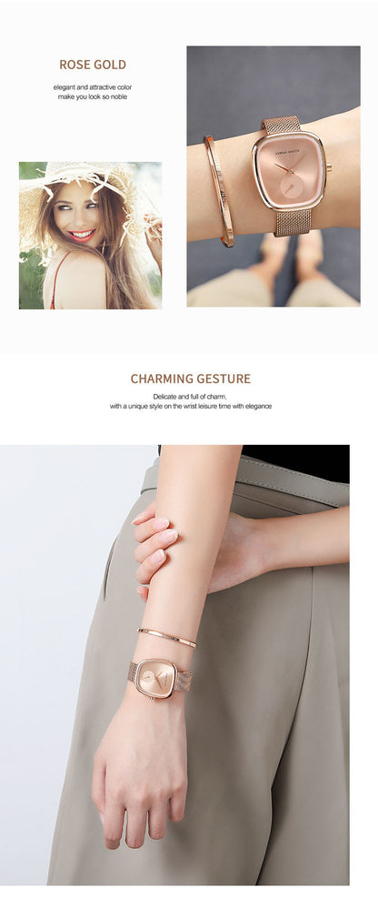 HANNAH MARTIN Brand Original Luxury Women Watch Rose Gold Fashion Stainless Steel Quartz Movement Waterproof Women Dress Watches