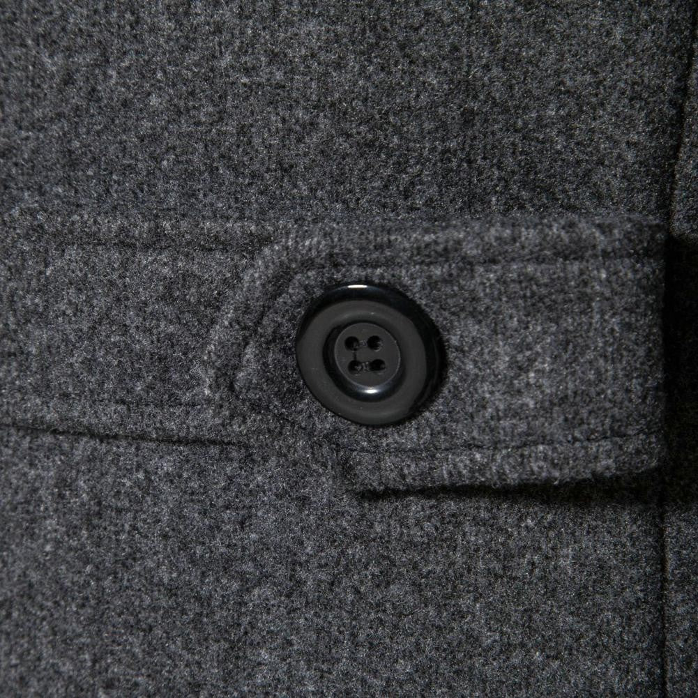 Men Overcoat Double-breasted Slim Fit Mid Length Long Sleeve Thick Windproof Warm Soft Cardigan Buttons Lapel Men Long Coat