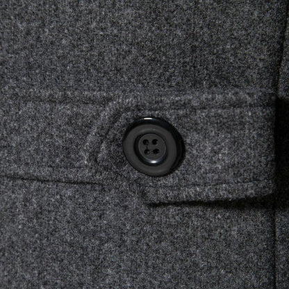 Men Overcoat Double-breasted Slim Fit Mid Length Long Sleeve Thick Windproof Warm Soft Cardigan Buttons Lapel Men Long Coat