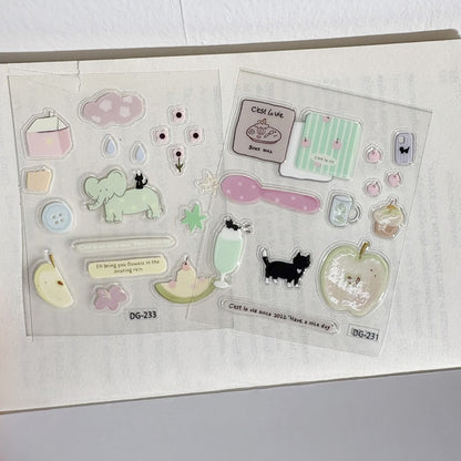Korean INS-style Jelly Stickers Cute 3D Relief Decal Decorative Kawaii Stickers Mobile Phone Case DIY PC Waterproof Decals