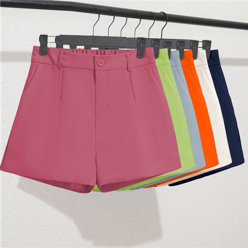 Solid Casual Elegant Trendy OL Office Lady Short Women's Pants Korean Sweet Fashion Elastic Waist Basic All-match Loose Shorts
