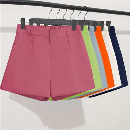 Solid Casual Elegant Trendy OL Office Lady Short Women's Pants Korean Sweet Fashion Elastic Waist Basic All-match Loose Shorts