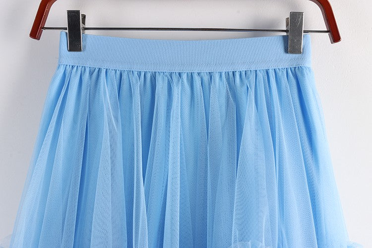 TIGENA Tutu Tulle Long Skirt for Women 2023 New Summer Korean Aesthetic Cute Irregular Mesh High Waist Maxi Skirt Female Purple