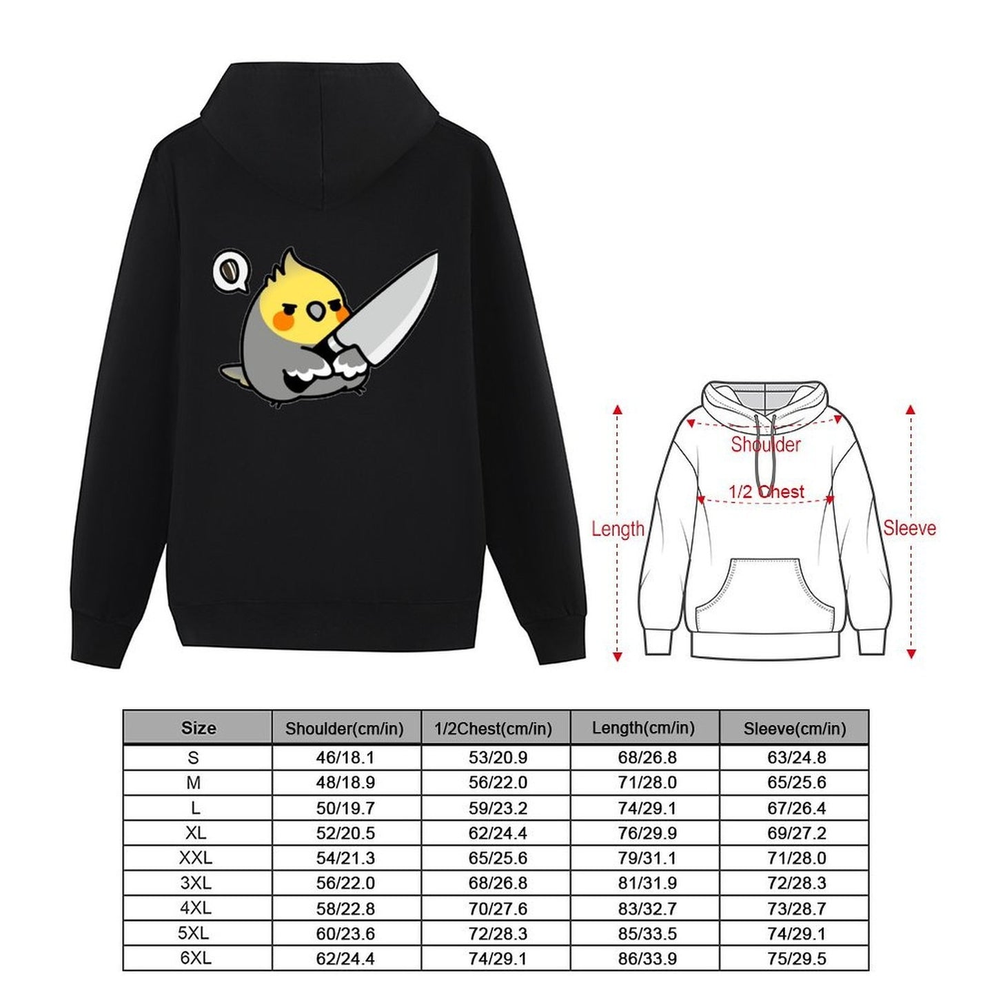 Chubby Cockatiel Knife Hoodie men wear men's sweat-shirt set men's winter sweater hoodie men