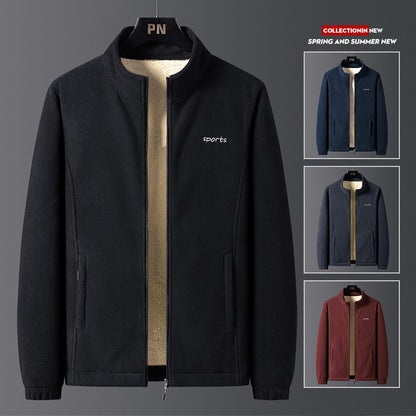 Jaqueta Masculina de Algodão Gola Alta, Espessa, Lã de Cordeiro, Confortável, Quente, Respirável, Corta-Vento, para Pesca de Lazer no Inverno
