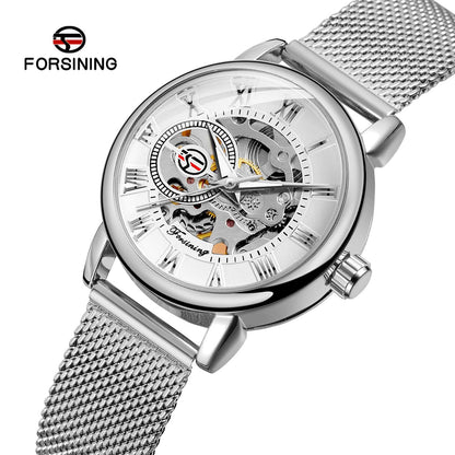 Forsining 099L Girl Bracelet Mechanical Watch With Manual Hand Wind Mechanical Wristwatch Mesh strap Female Watch Reloj Mujer