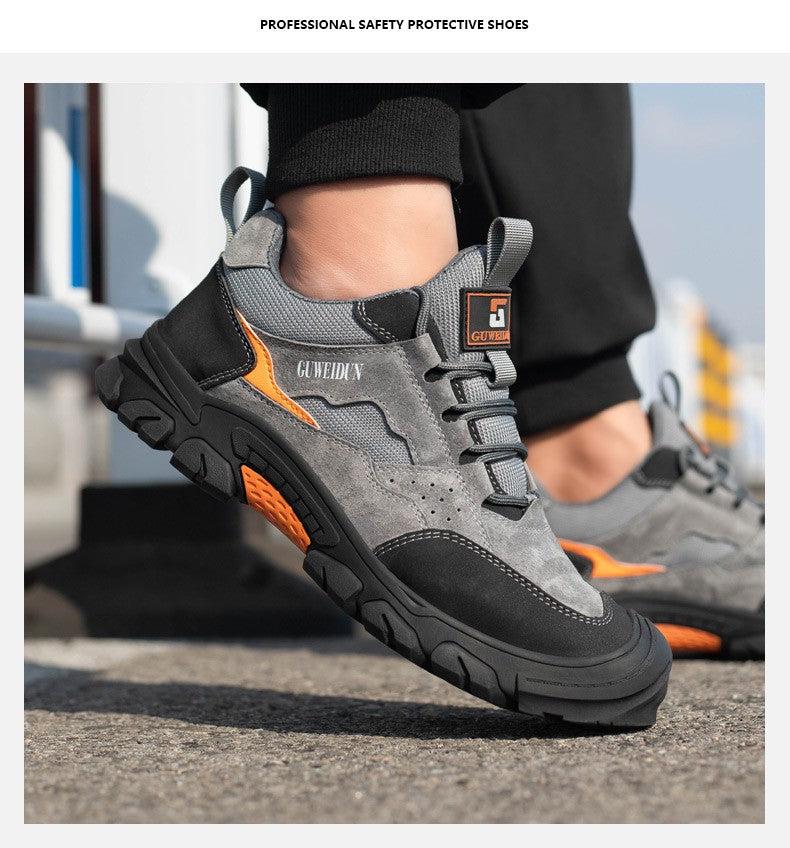 Men Safety Work Shoes Plastic Toe Safety Boots Fashion Lightweight Comfort Working Sneakers Anti-puncture Indestructible Shoes