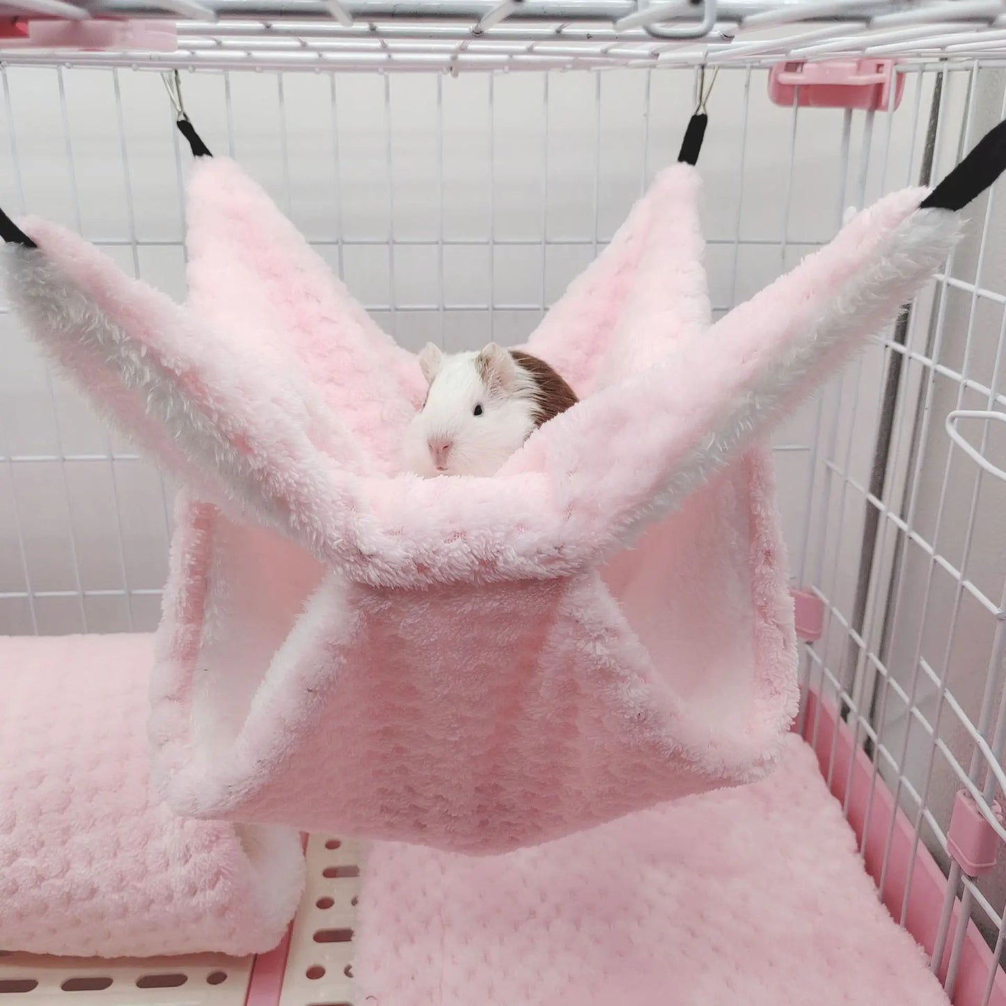 Rede de estimação quente de inverno, rede de hamster de pelúcia espessa de camada dupla, chinchila, porquinho da índia, furão, saco de dormir, gaiola suspensa de hamster