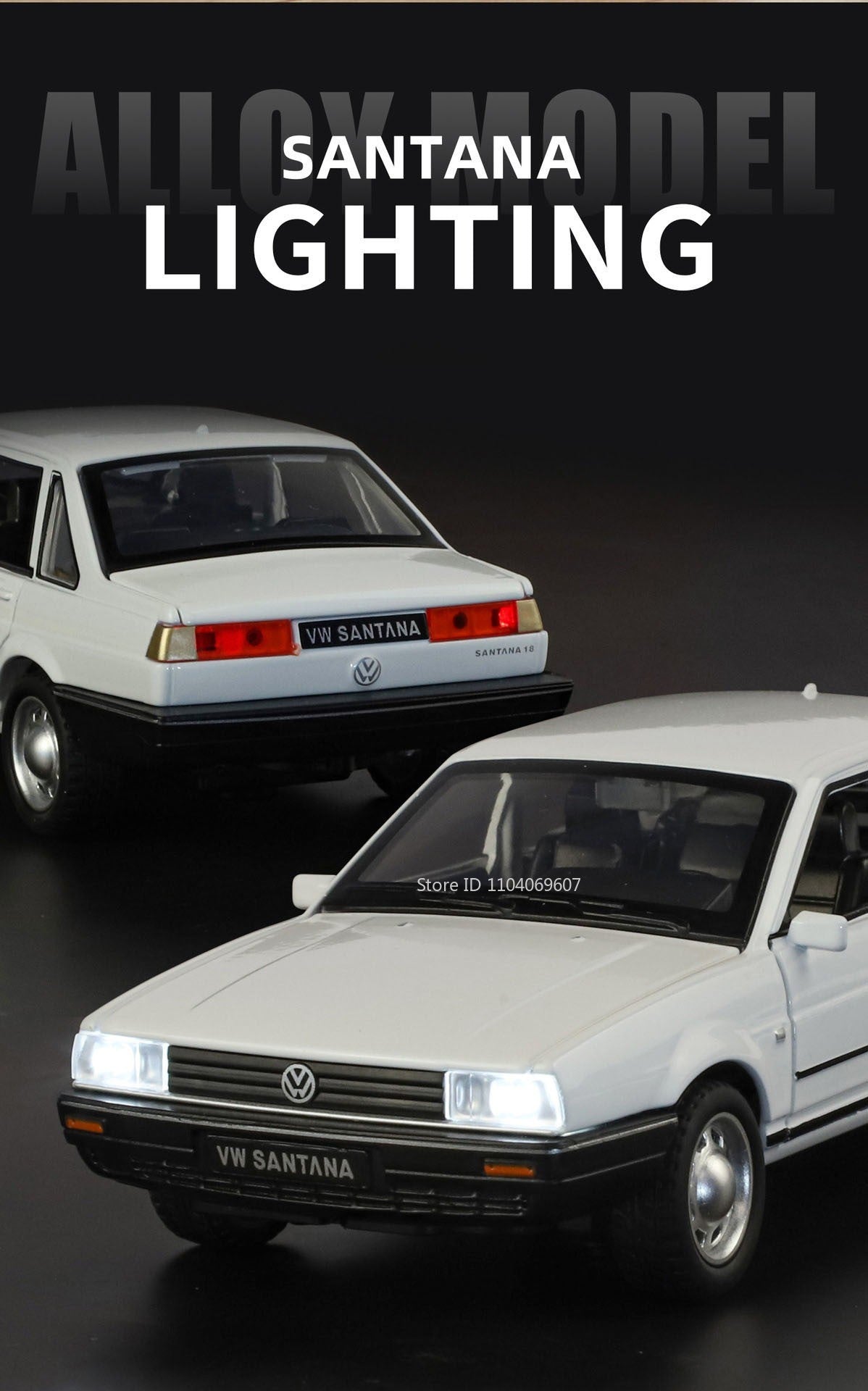 1:32 SANTANA Carros de Brinquedo em Miniatura de Liga Leve com Som, Luz e Portas que Abrem, Puxar para Trás, Veículos de Decoração para Presentes Infantis