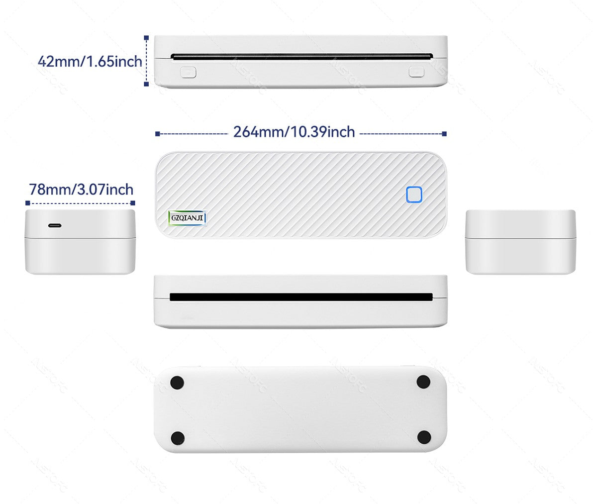 Portable A4 Thermal Printer Bluetooth Photos PDF Document Printing Machine Folded Rolls Paper For Office Work Home School Travel