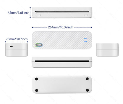 Portable A4 Thermal Printer Bluetooth Photos PDF Document Printing Machine Folded Rolls Paper For Office Work Home School Travel