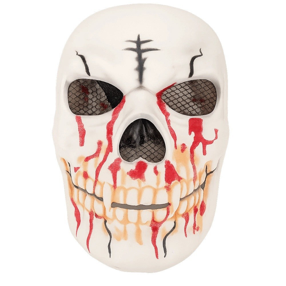 Bloody Effect Moving Mouth Skull Mask Realistic Full Face Halloween Skull Masks Funny Spooky Scary Skull Headgear for Women Men