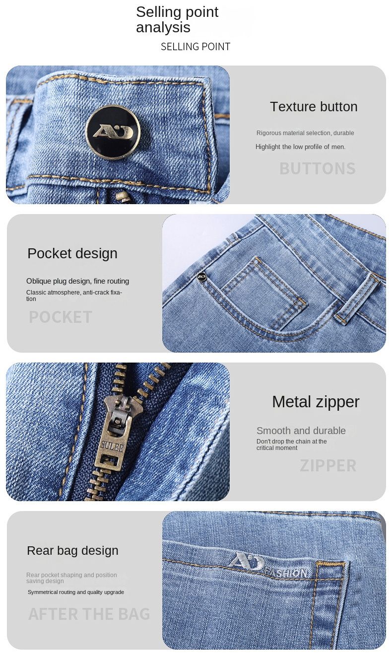 Calça Jeans Masculina Slim Fit 2024 de Material Fino ou Grosso Luxo Estilo Clássico Negócios Jeans Elástico Calças Masculinas Roupas