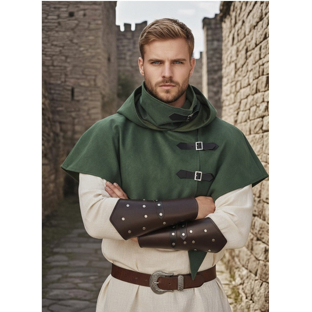 Vintage Medieval Hood Shawl Scarf Set Gothic Assassin Cowl Cape Adult Cosplay Cloak LARP Halloween Carnival Themed Party Outfit
