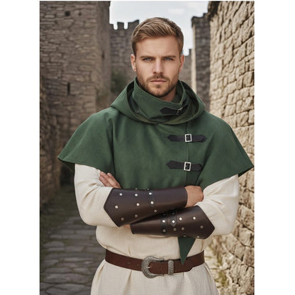 Vintage Medieval Hood Shawl Scarf Set Gothic Assassin Cowl Cape Adult Cosplay Cloak LARP Halloween Carnival Themed Party Outfit