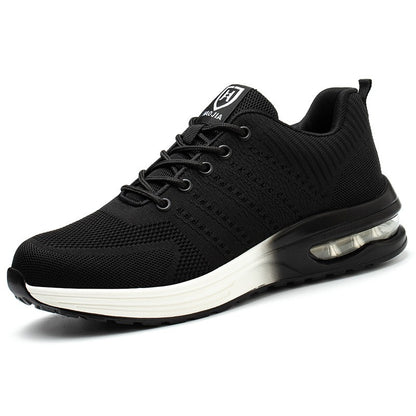 Sapatos de segurança leves para mulheres e homens, tênis de trabalho com amortecimento de ar, sapatos com bico de aço, botas de segurança para construção, sapatos de trabalho anti-impacto.