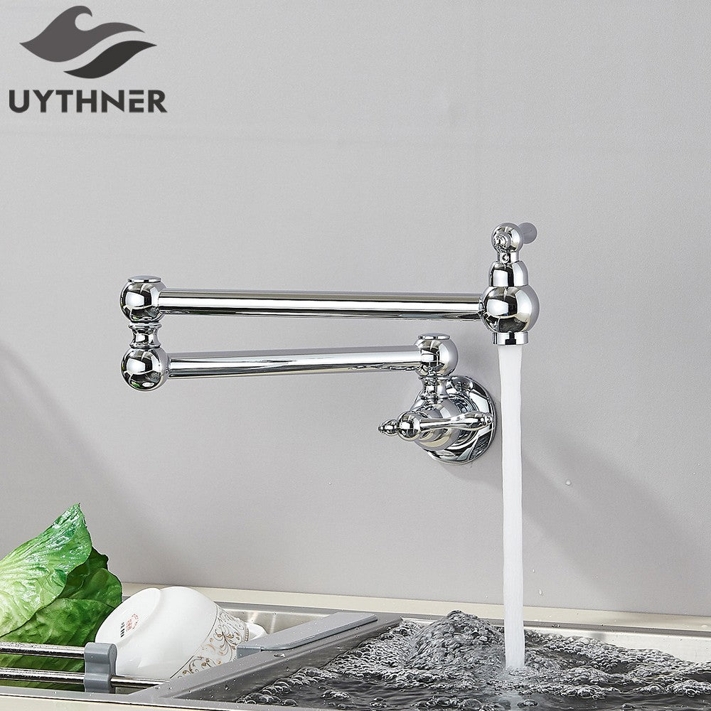 Brushed Gold Rotated Kitchen Sink Faucet Cold Water Tap Brass Basin Sink Swivel Faucets Wall Mounted Faucet