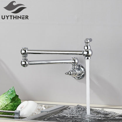 Brushed Gold Rotated Kitchen Sink Faucet Cold Water Tap Brass Basin Sink Swivel Faucets Wall Mounted Faucet