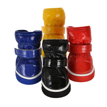 4 unidades/conjunto de sapatos de inverno para cães, botas de neve quentes com forro de lã, sapatos à prova d'água para filhotes de gato, acessórios para cães chihuahua e yorkie