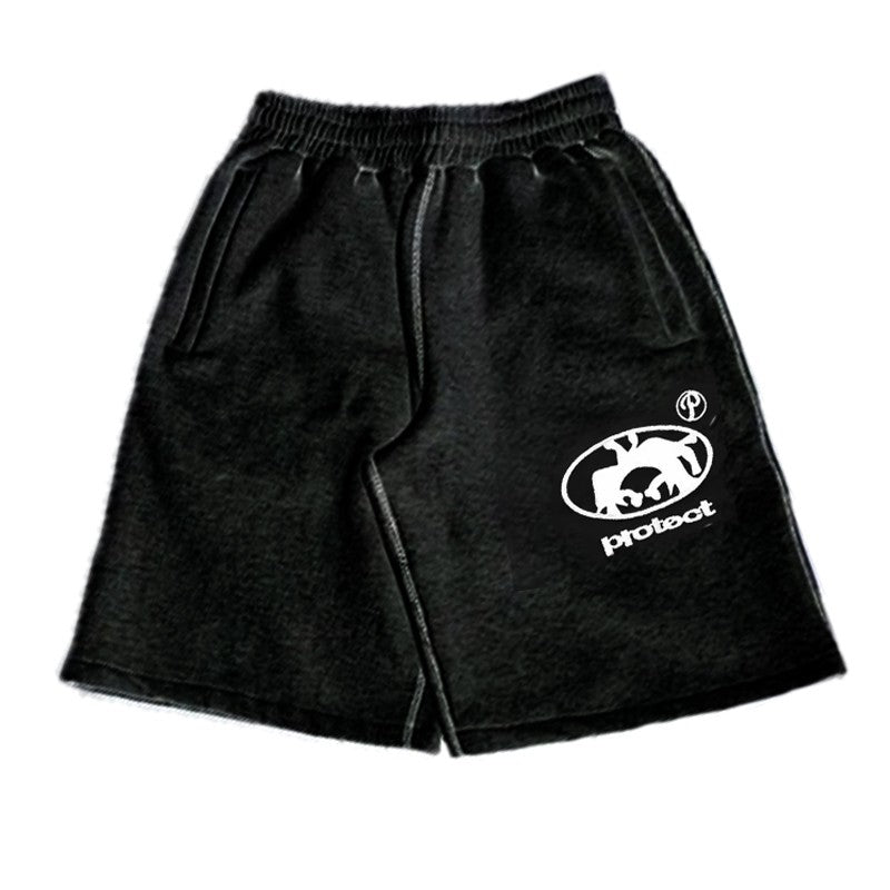 Y2K Men Casual Shorts Black Streetwear Vintage Elastic Waist Quick Dry Loose Fit Europe Viral Trend Summer Fashion Beach Bottoms