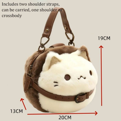Fashion Furry Plush Kitten Handbag High Appearance Level Soft Cat Clutch Bag Adorable Crossbody Bag Girl's Gift