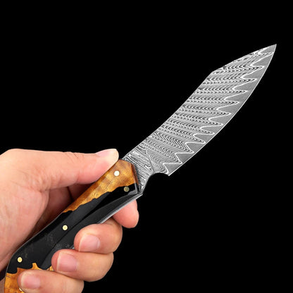 Conjunto de Facas de Chef XITUO Artesanais de Aço Damasco 1-5 peças, Facas de Cozinha Full Tang Extremamente Afiadas Santoku e Faca para Legumes, Cabo Ergonômico